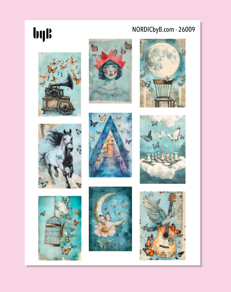 Box Stickers - 9 blu-ish art designs