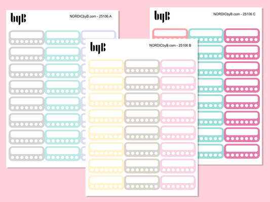 Box Trackers Width 3,8 cm (Large Planners) 3 Colors 3 Sheets