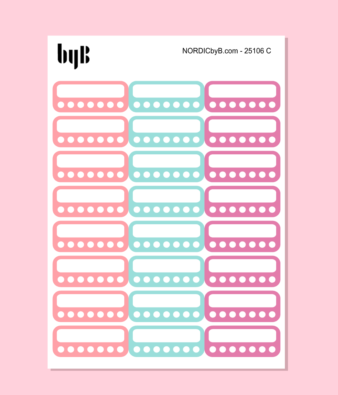 Box Trackers Width 3,8 cm (Large Planners) 3 Colors 3 Sheets