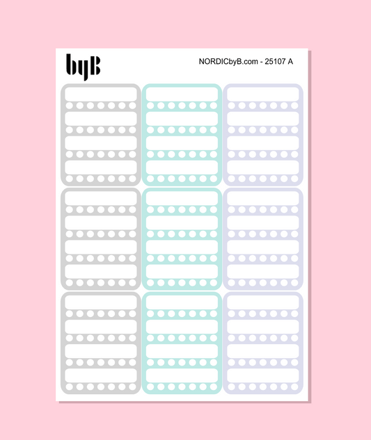 Large Box Trackers Width 3,8 cm (Large Planners) 3 Colors 3 Sheets