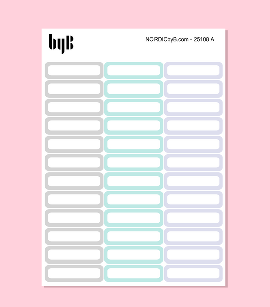 Box Stickers Width 3,8 cm (Large Planners) 3 Colors 3 Sheets