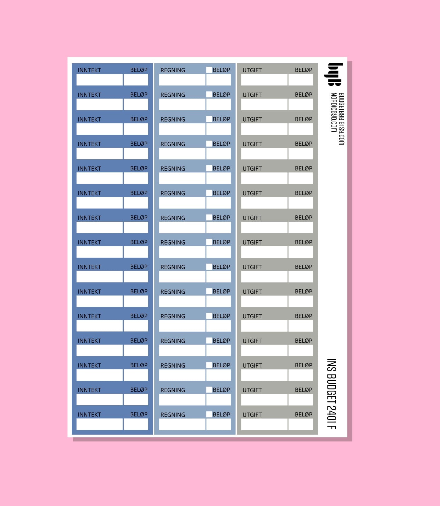 2401 F) INNTEKT, REGNING, UTGIFT