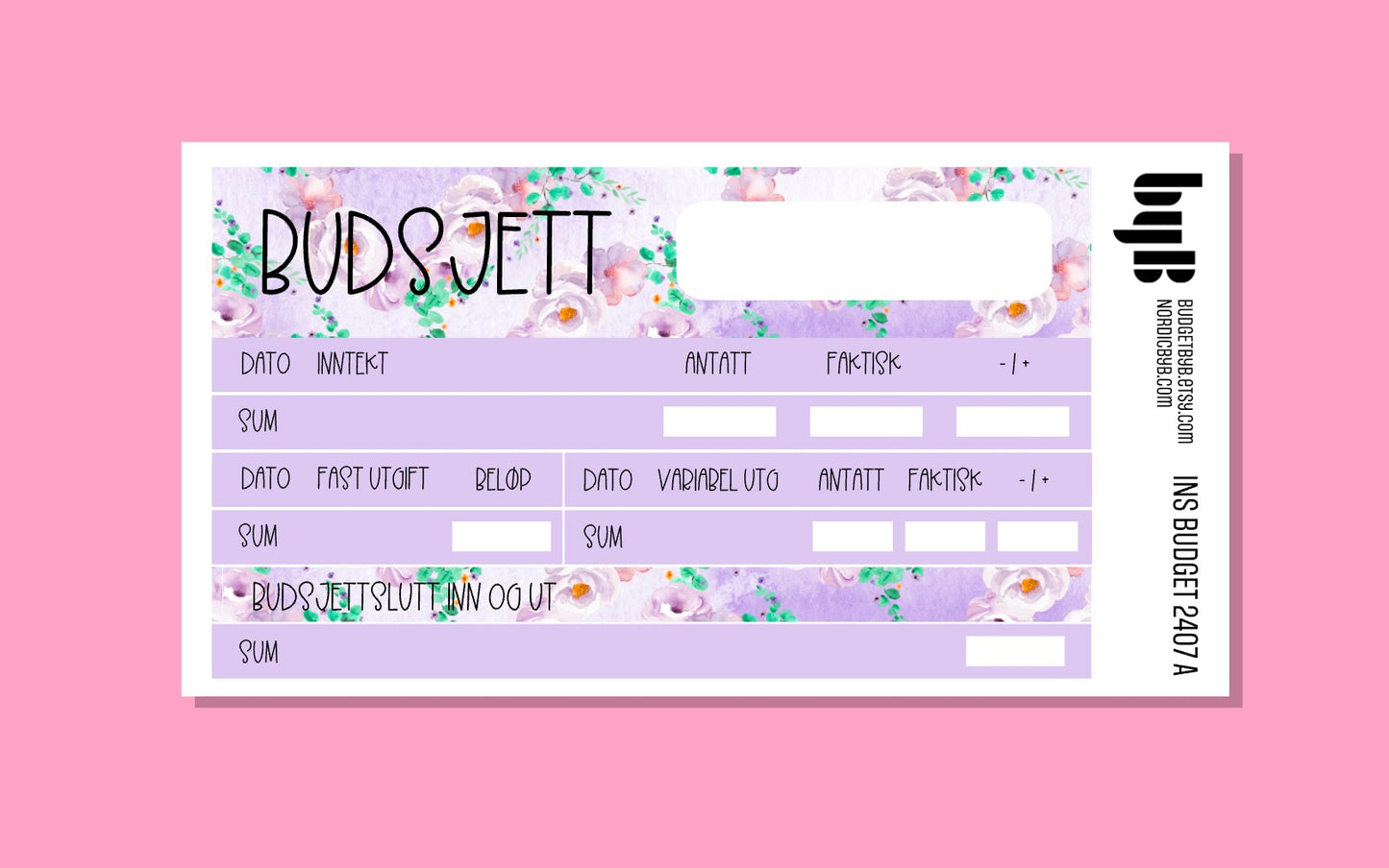 2407 A) BUDSJETT ARK