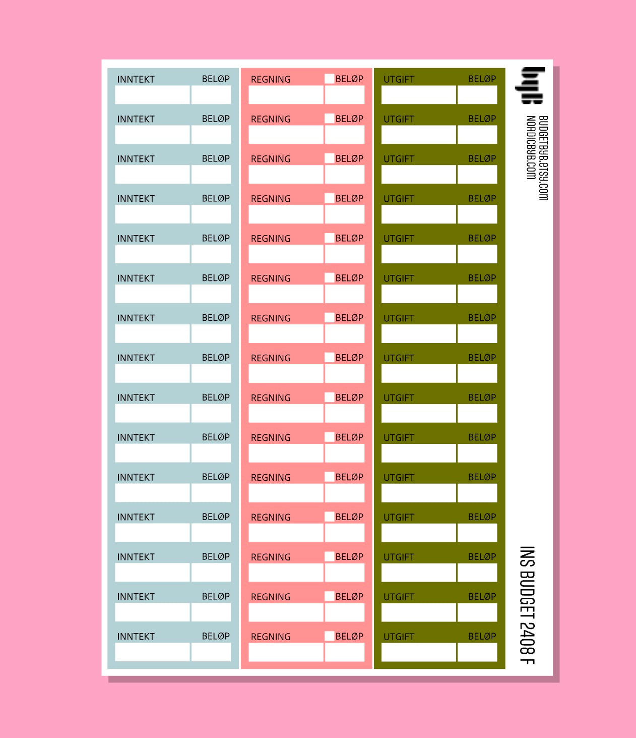 2408 F) INNTEKT, REGNING, UTGIFT