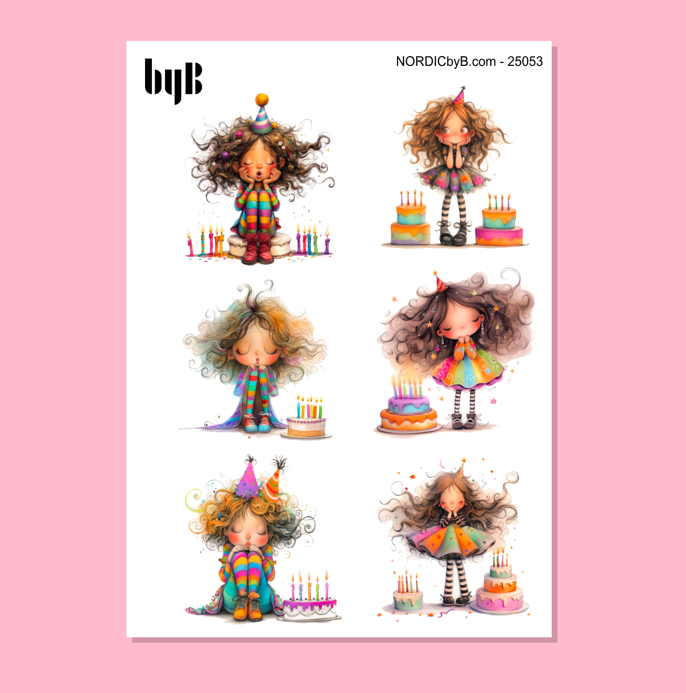 Quirky Birthday Girly Sticker Sheet
