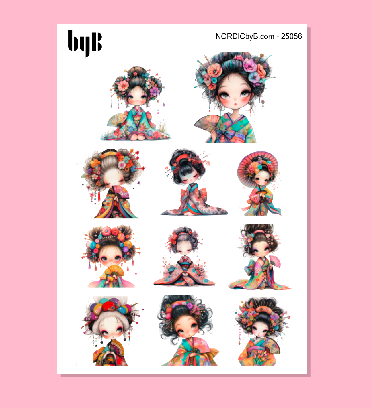Quirky Geisha Sticker Sheet