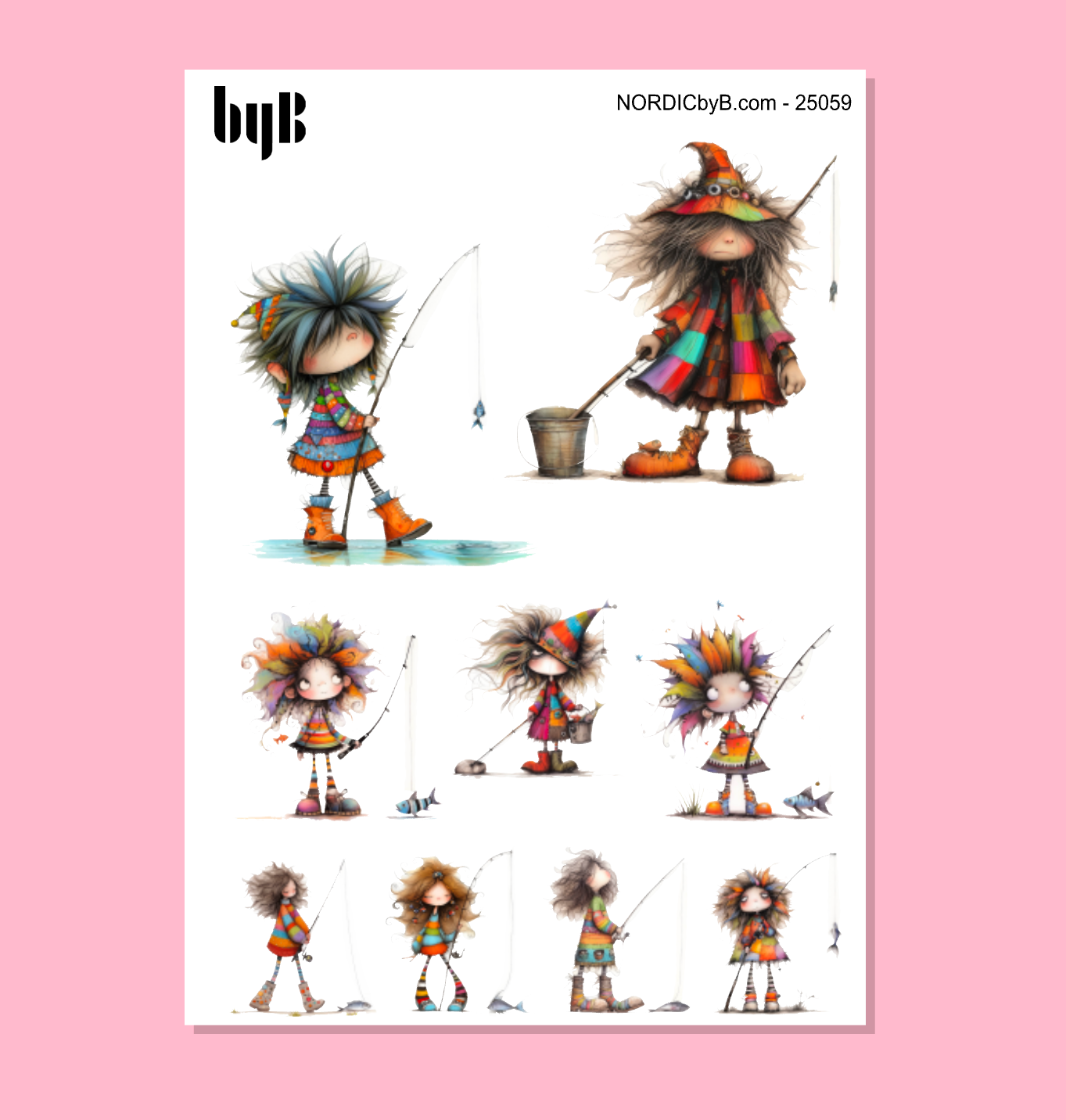 Quirky Fishing Sticker Sheet