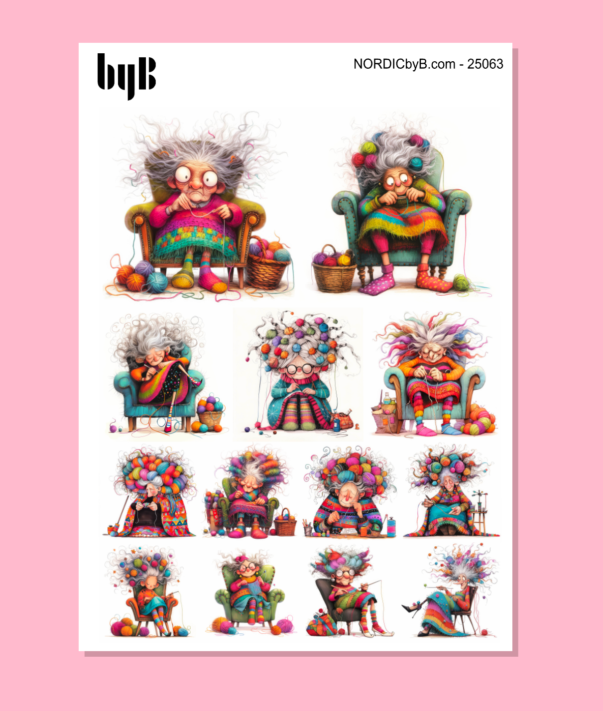 Quirky Knitting Sticker Sheet