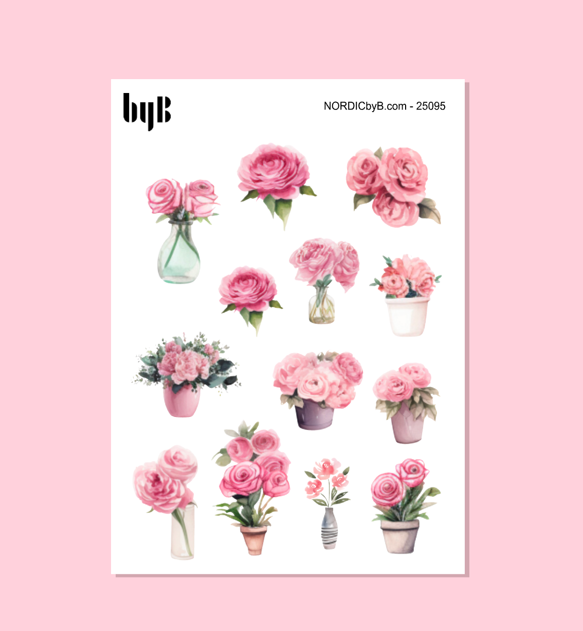 Pink Floral Sticker Sheet