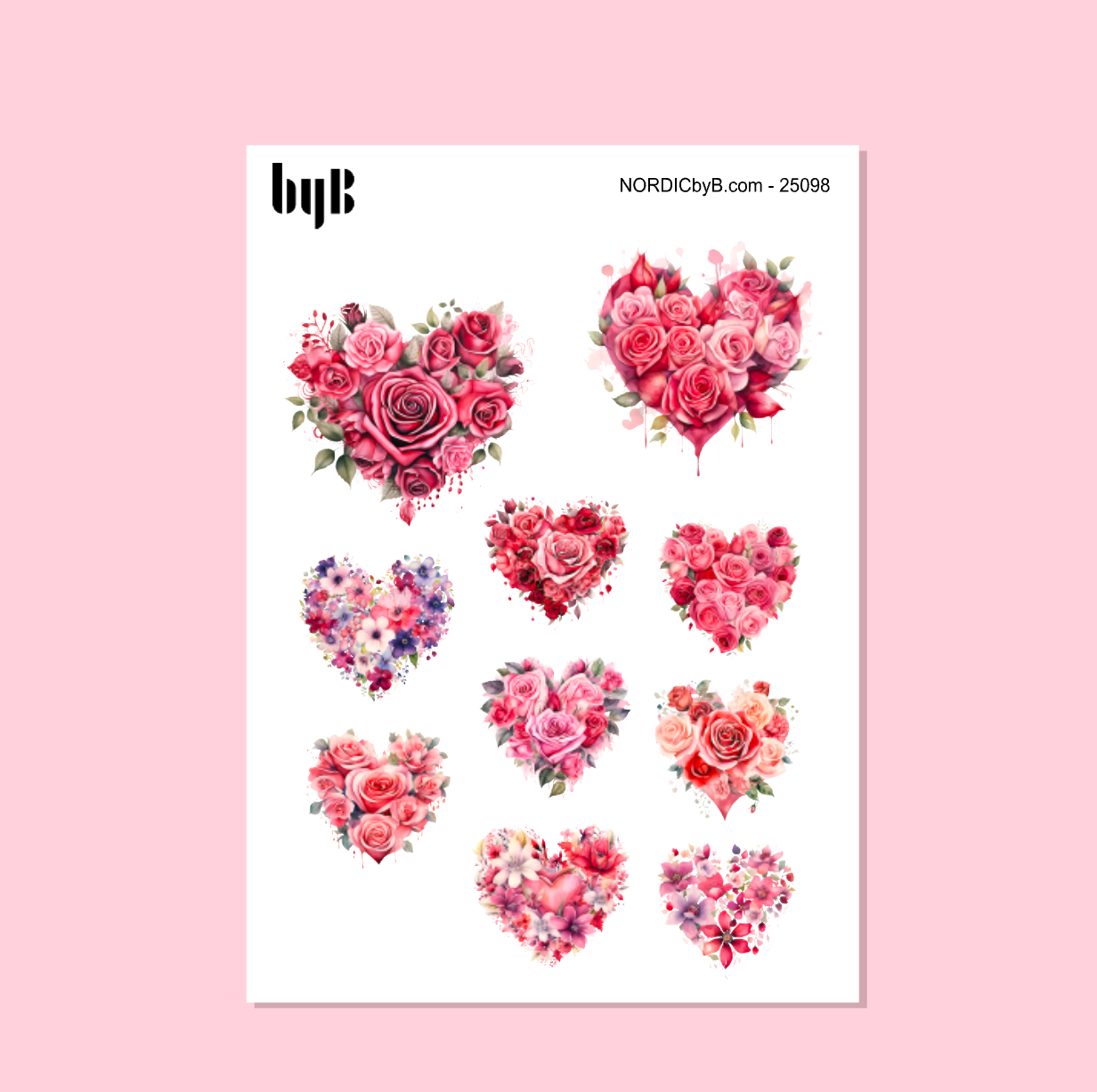 Floral Heart Sticker Sheet