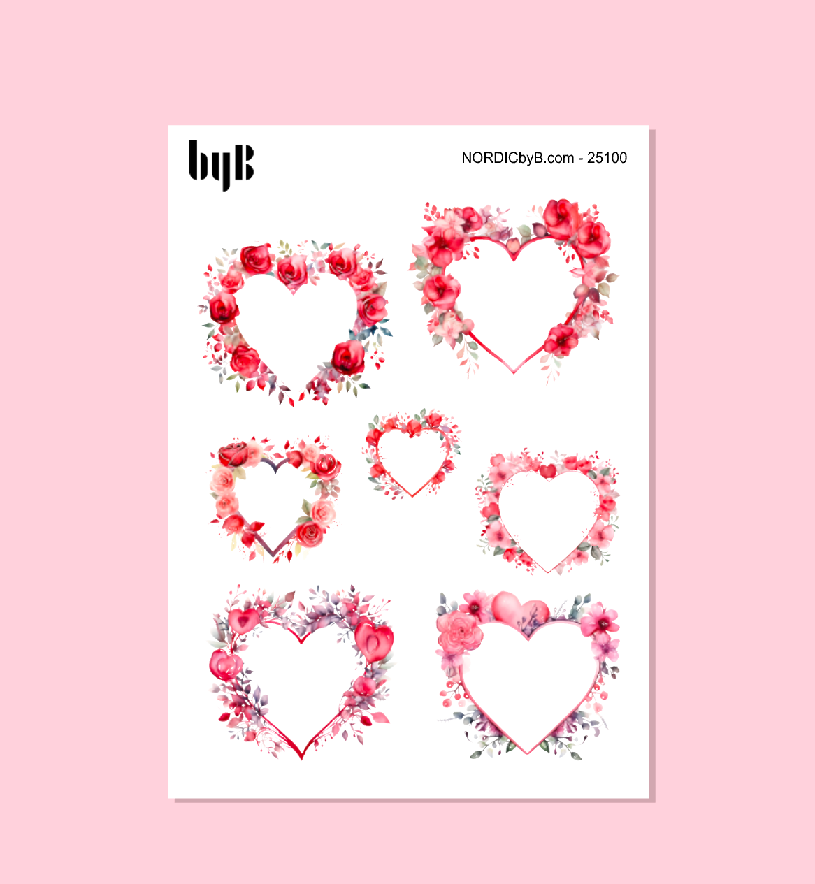 Floral Heart Sticker Sheet