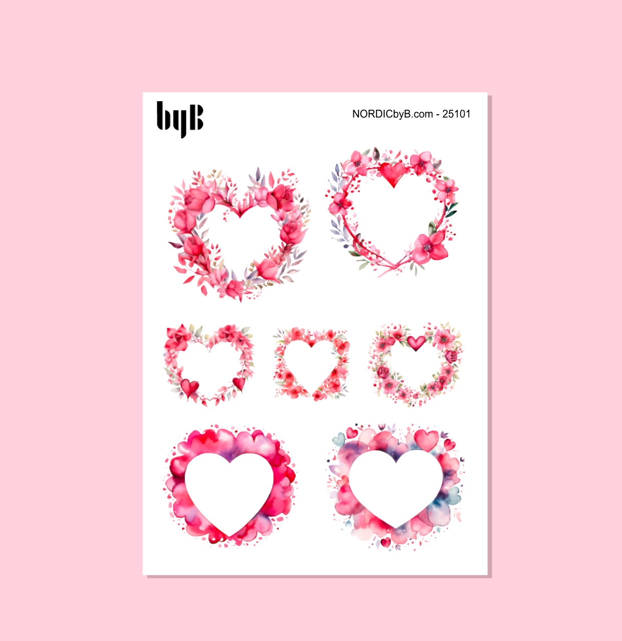 Floral Heart Sticker Sheet