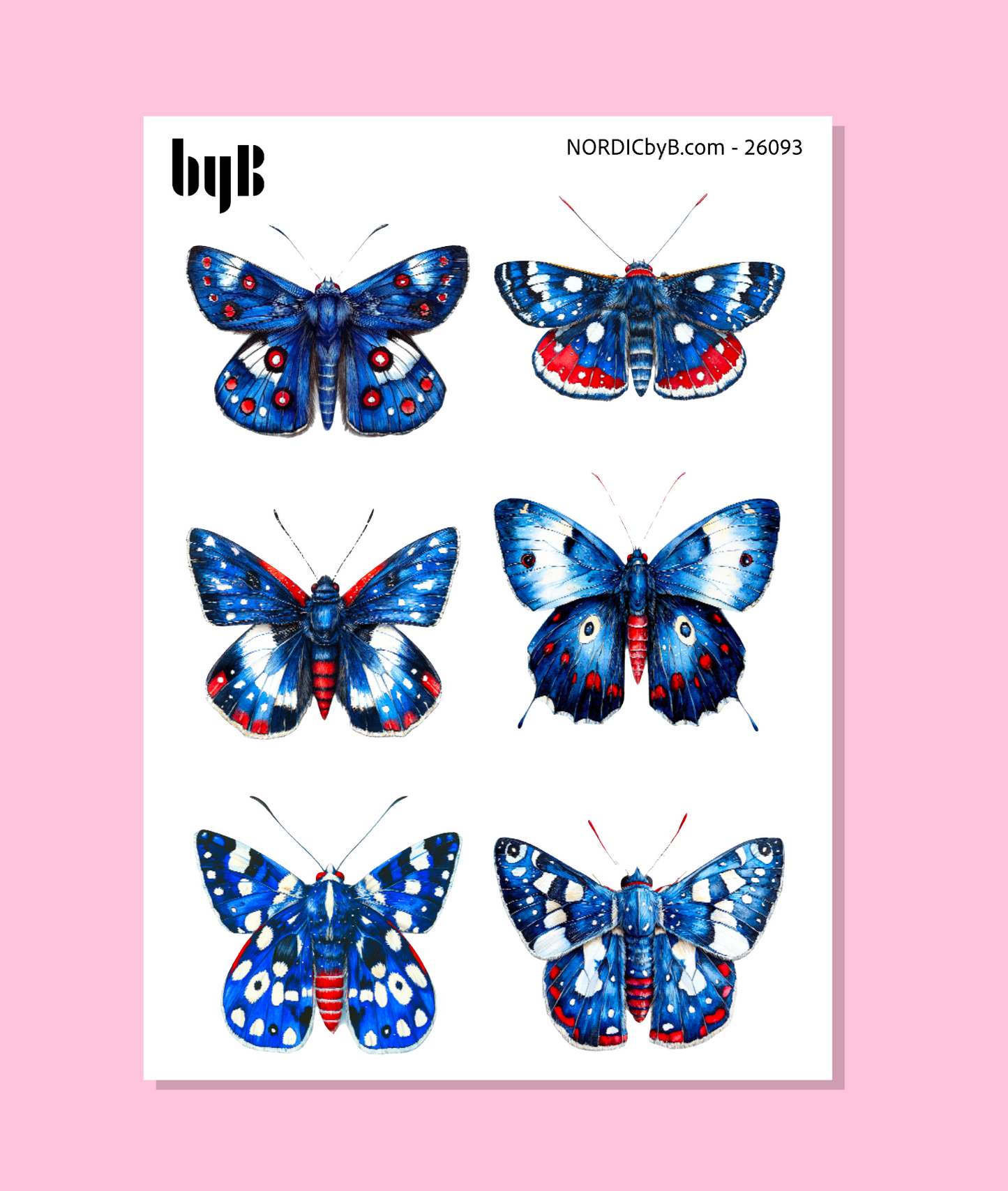 BlueRed Butterflies - Sticker Sheet