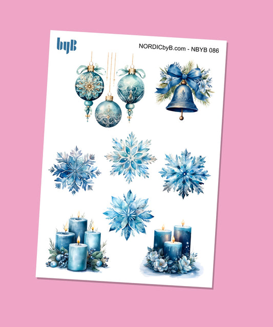 Blue Christmas Decor Sticker Sheet