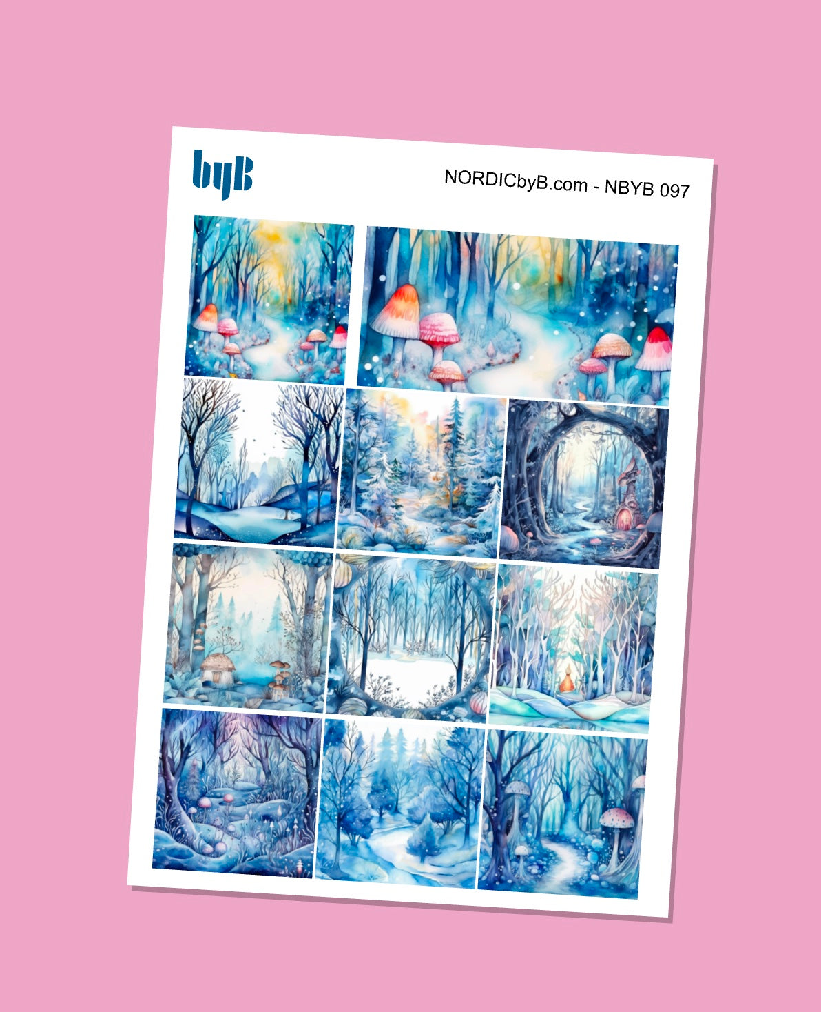 Enchanted Forest Blue Boxes Sticker Sheet