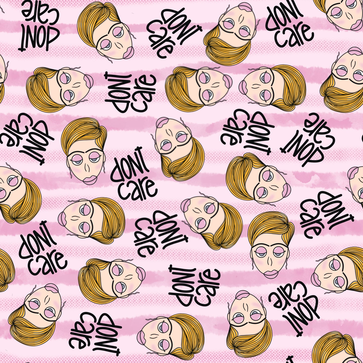 DON'T CARE FACES - Cotton Poplin Fabric - 0,5 m - WEARY WOMEN COLLECTION