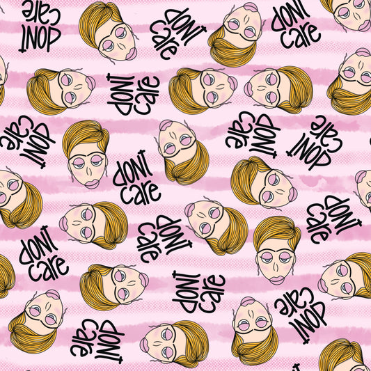 DON'T CARE FACES - Cotton Poplin Fabric - 0,5 m - WEARY WOMEN COLLECTION