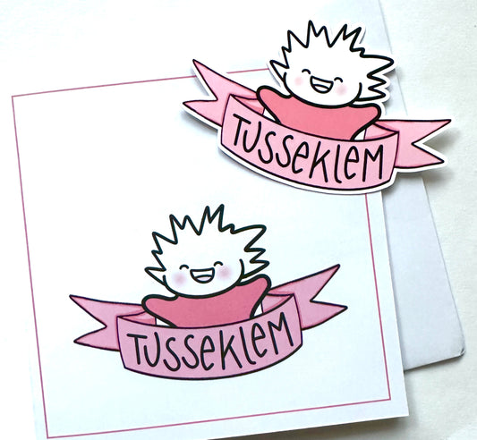 TUSSEKLEM Kort & konvolutt med klistermerke