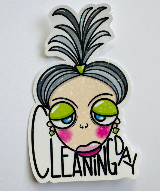 Glitter klistermerke CLEANING DAY