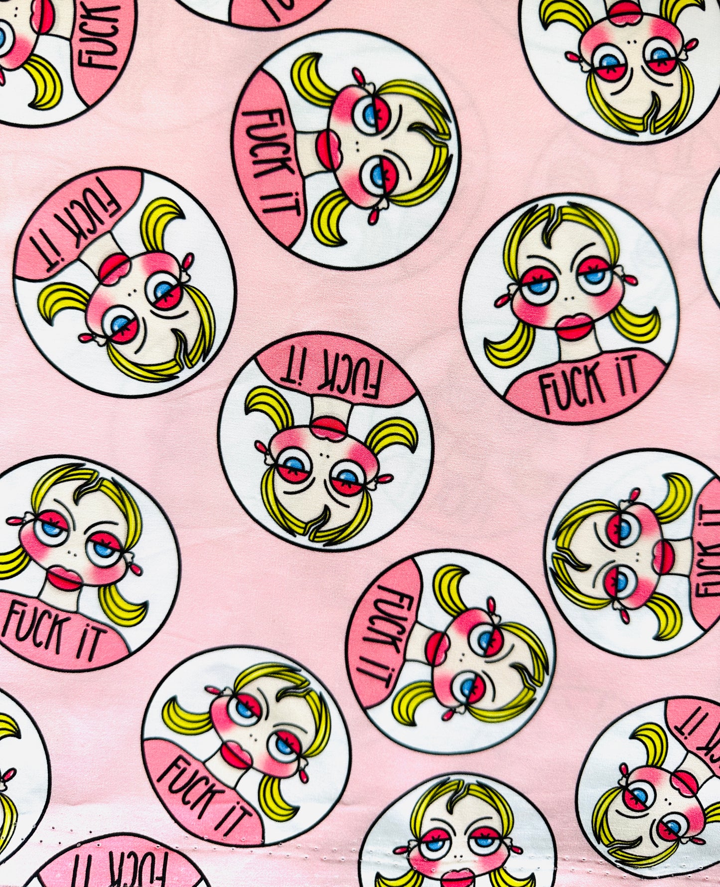 F**K IT FACES Cotton Poplin Fabric - 0,5 m - WEARY WOMEN COLLECTION