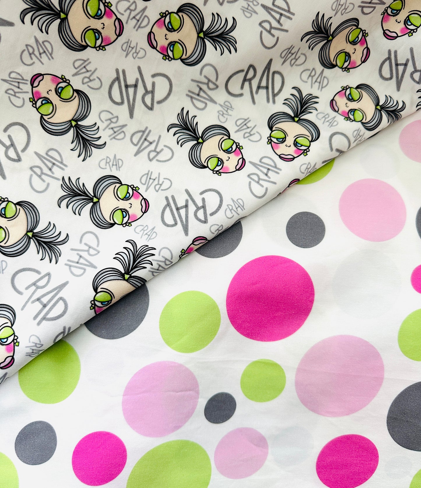 CRAP FACES Cotton Poplin Fabric - 0,5 m - WEARY WOMEN Collection