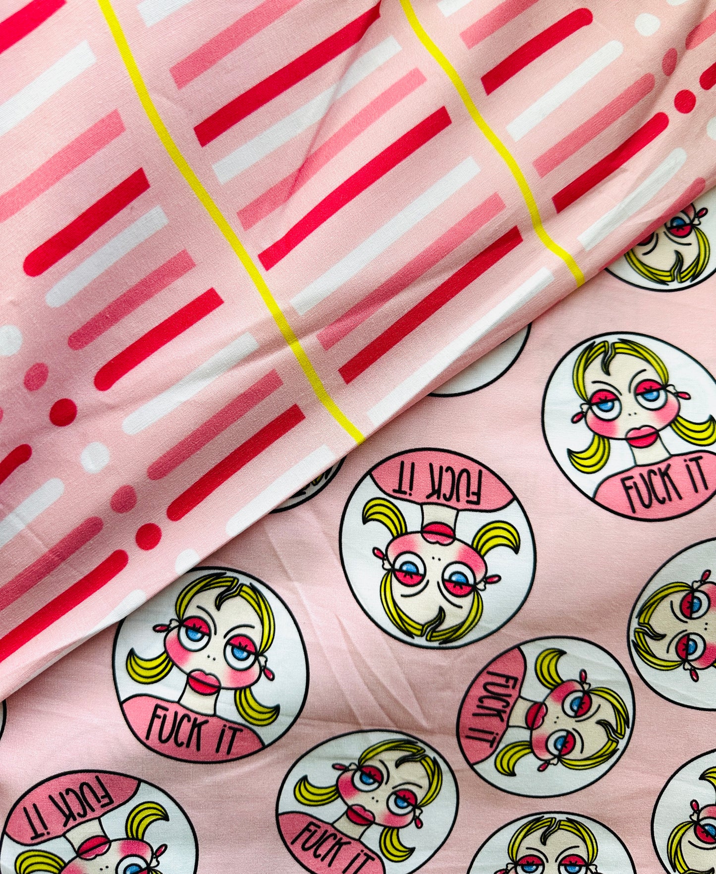 F**K IT FACES Cotton Poplin Fabric - 0,5 m - WEARY WOMEN COLLECTION