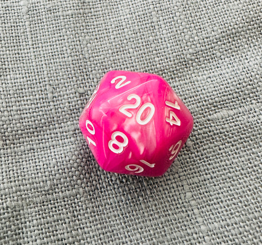 1 mangekantet terning 1-20, rosa