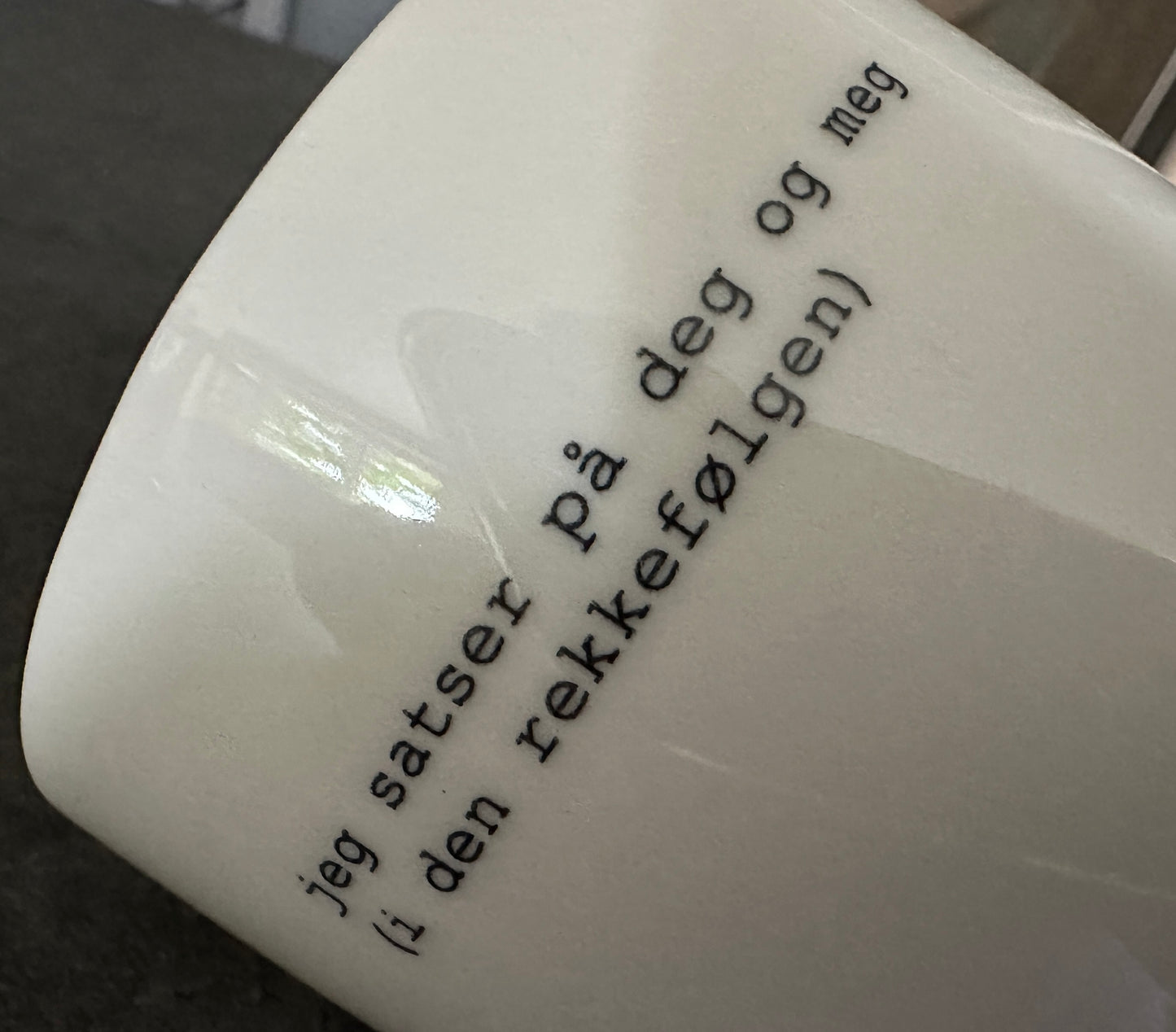 sögne kopp: jeg satser på deg og meg (i den rekkefølgen)