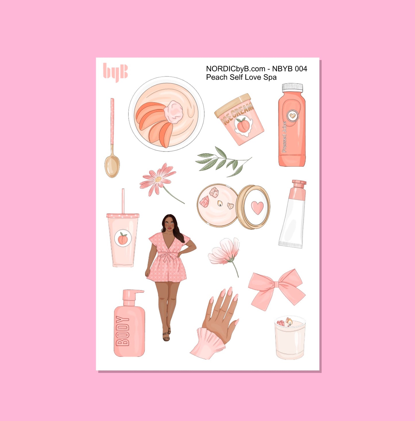 PEACH SELF LOVE SPA 2 - Sticker Sheet