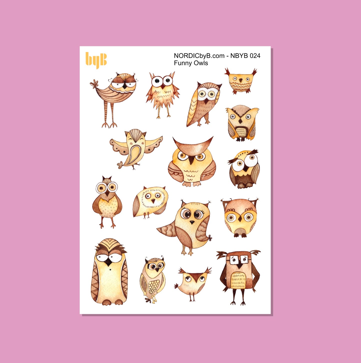 Funny Owls Sticker Sheet