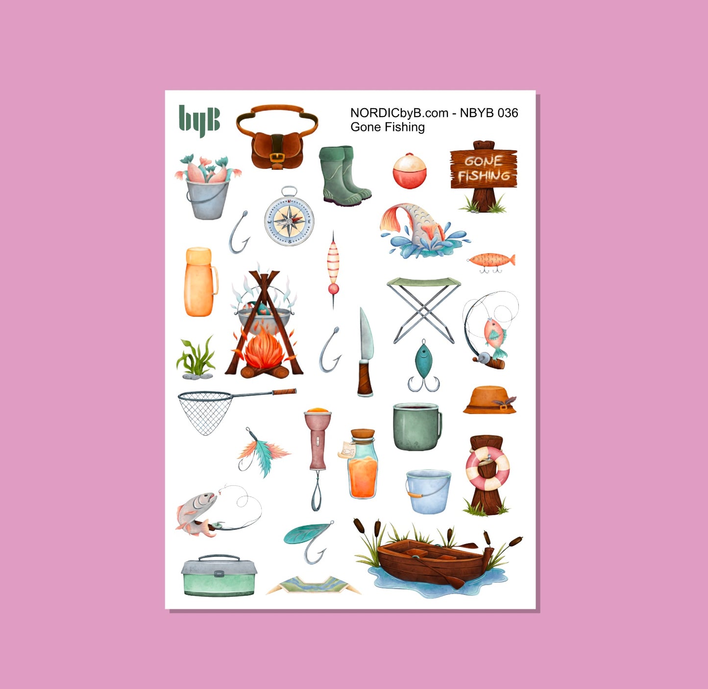 Gone Fishing Sticker Sheet