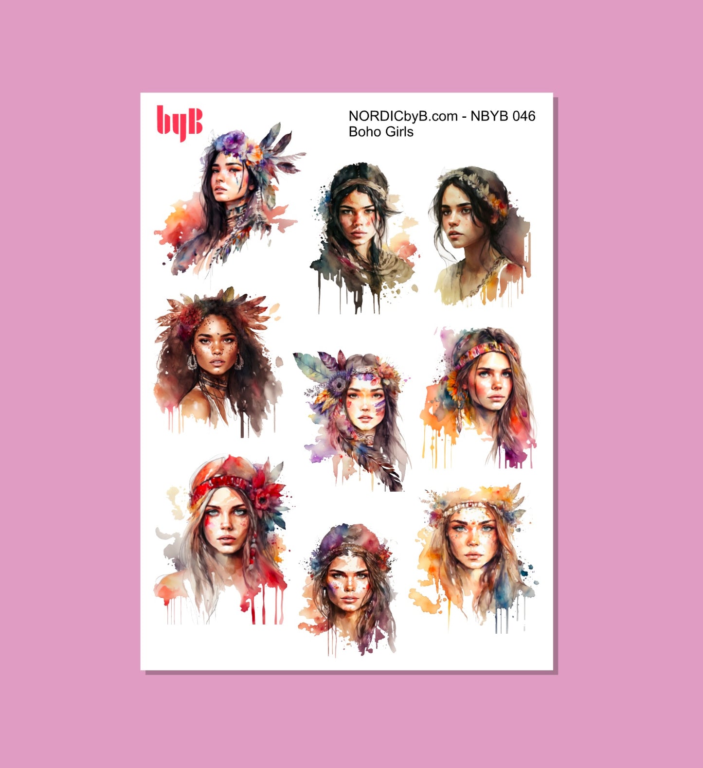 Boho Girls Sticker Sheet