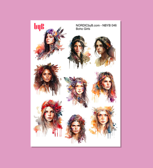 Boho Girls Sticker Sheet