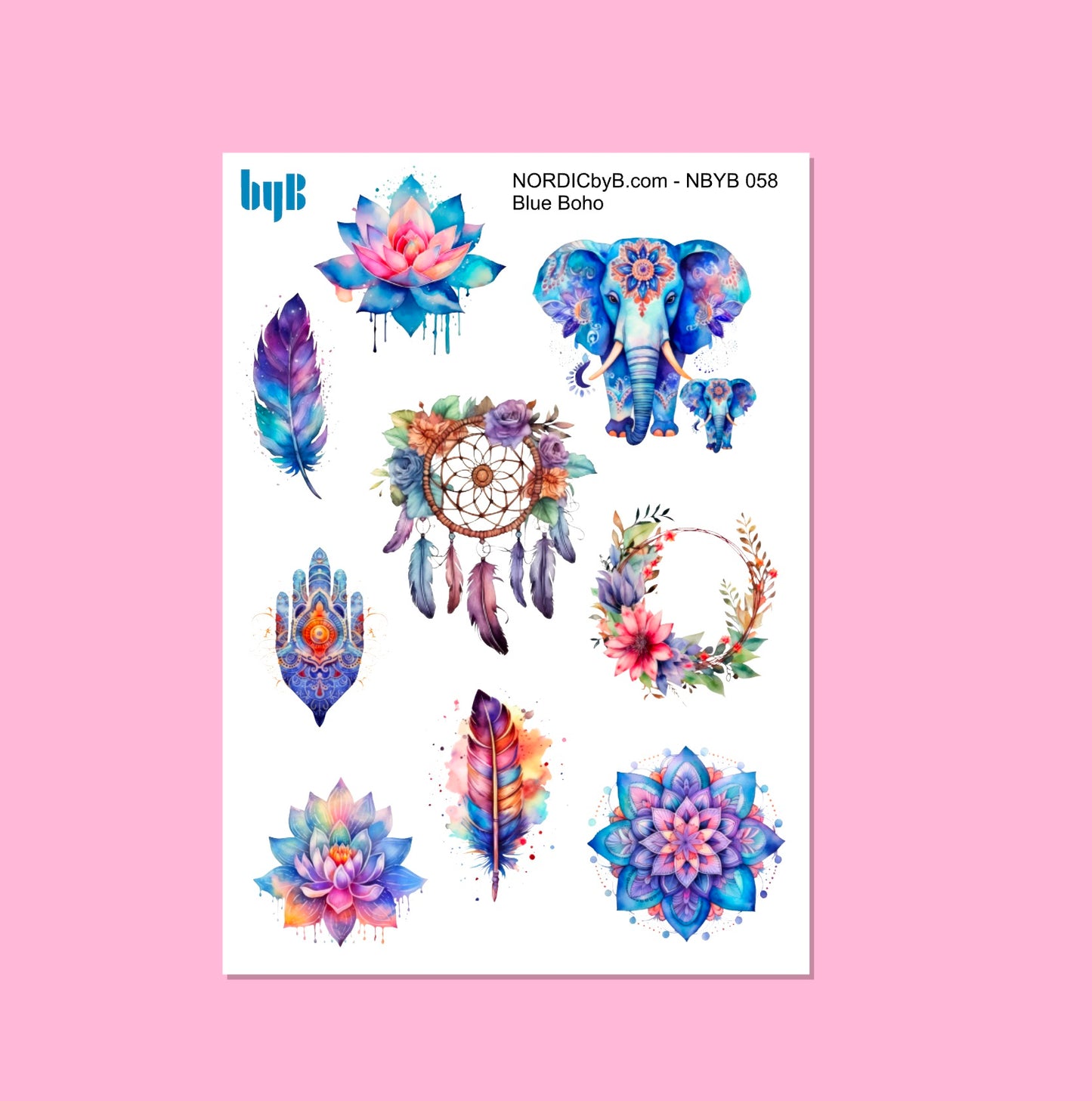 Blue Boho Sticker Sheet