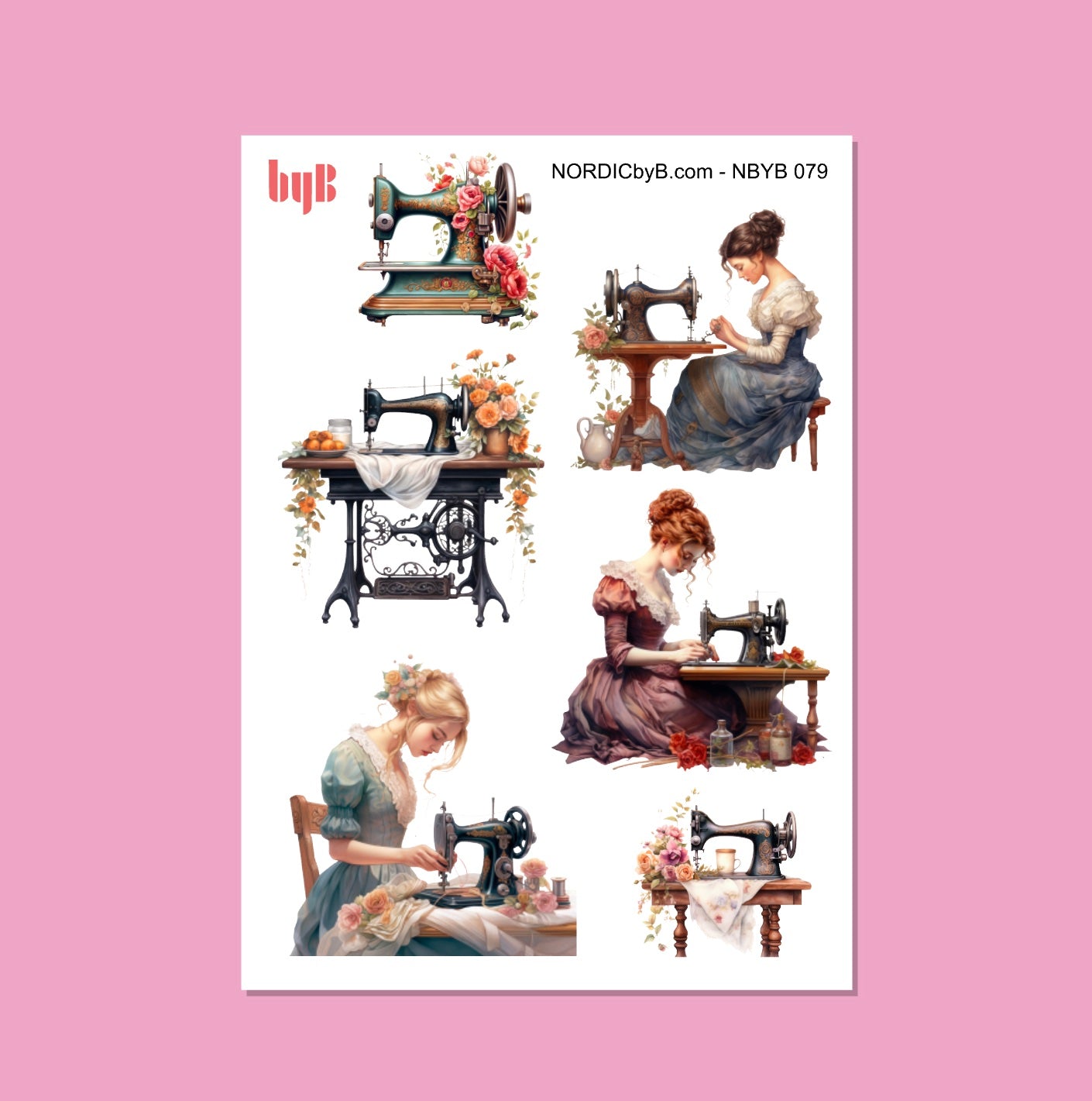 Old Sewing Machine Sticker Sheet