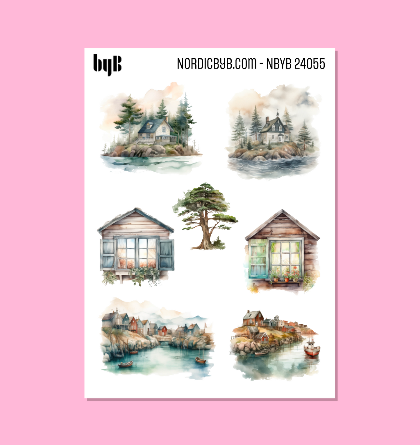 Outdoor Coast Houses Sticker Sheet