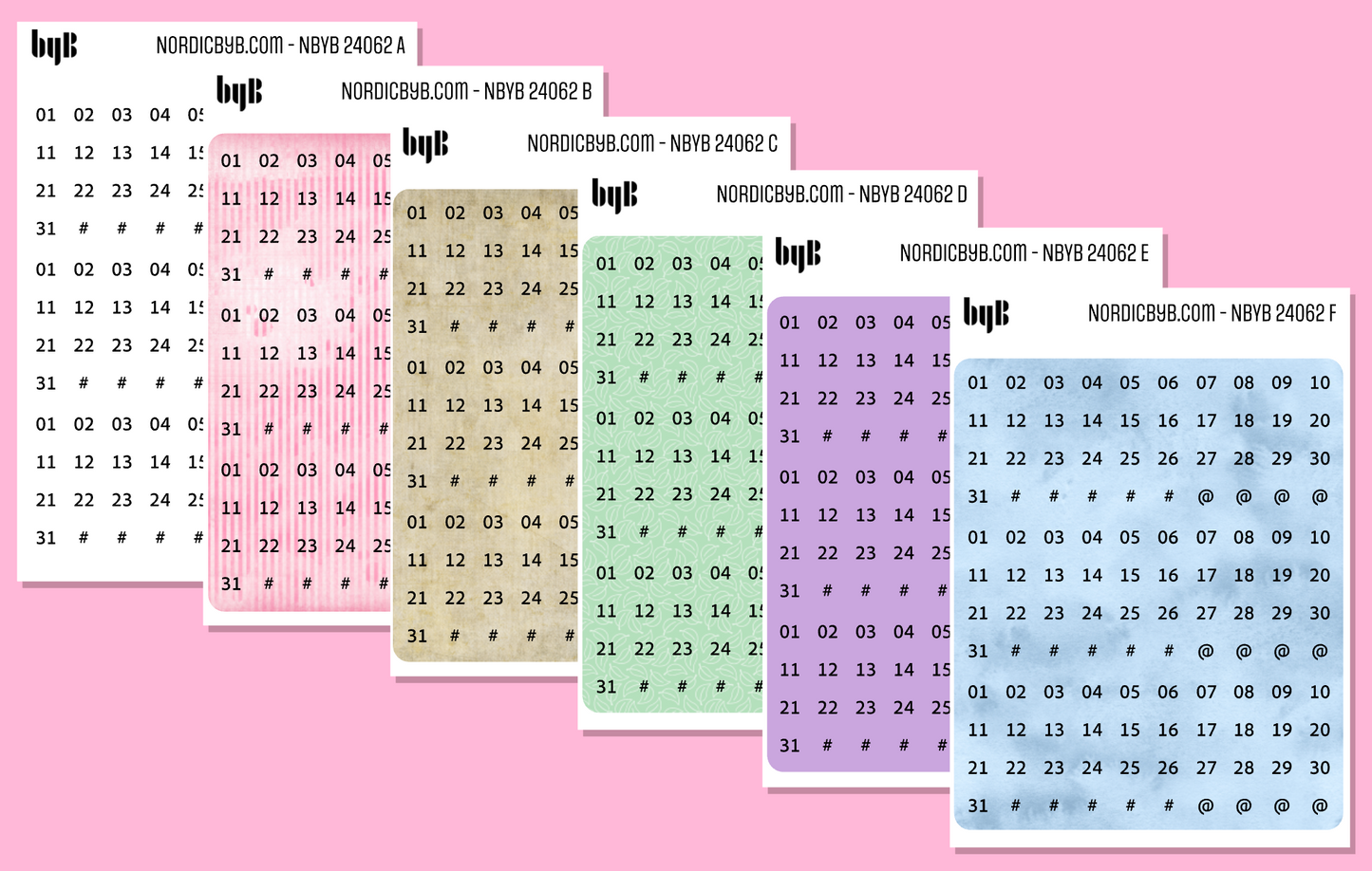 24062 NUMBER/DATE STICKERS 1-31