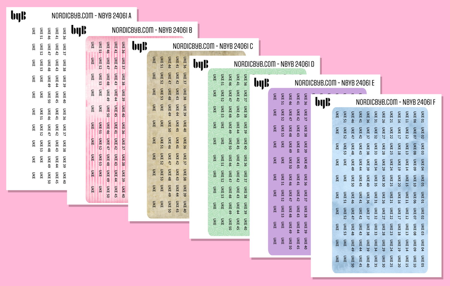 24061 UKE NUMMER SMÅ NORWEGIAN WORD STICKERS