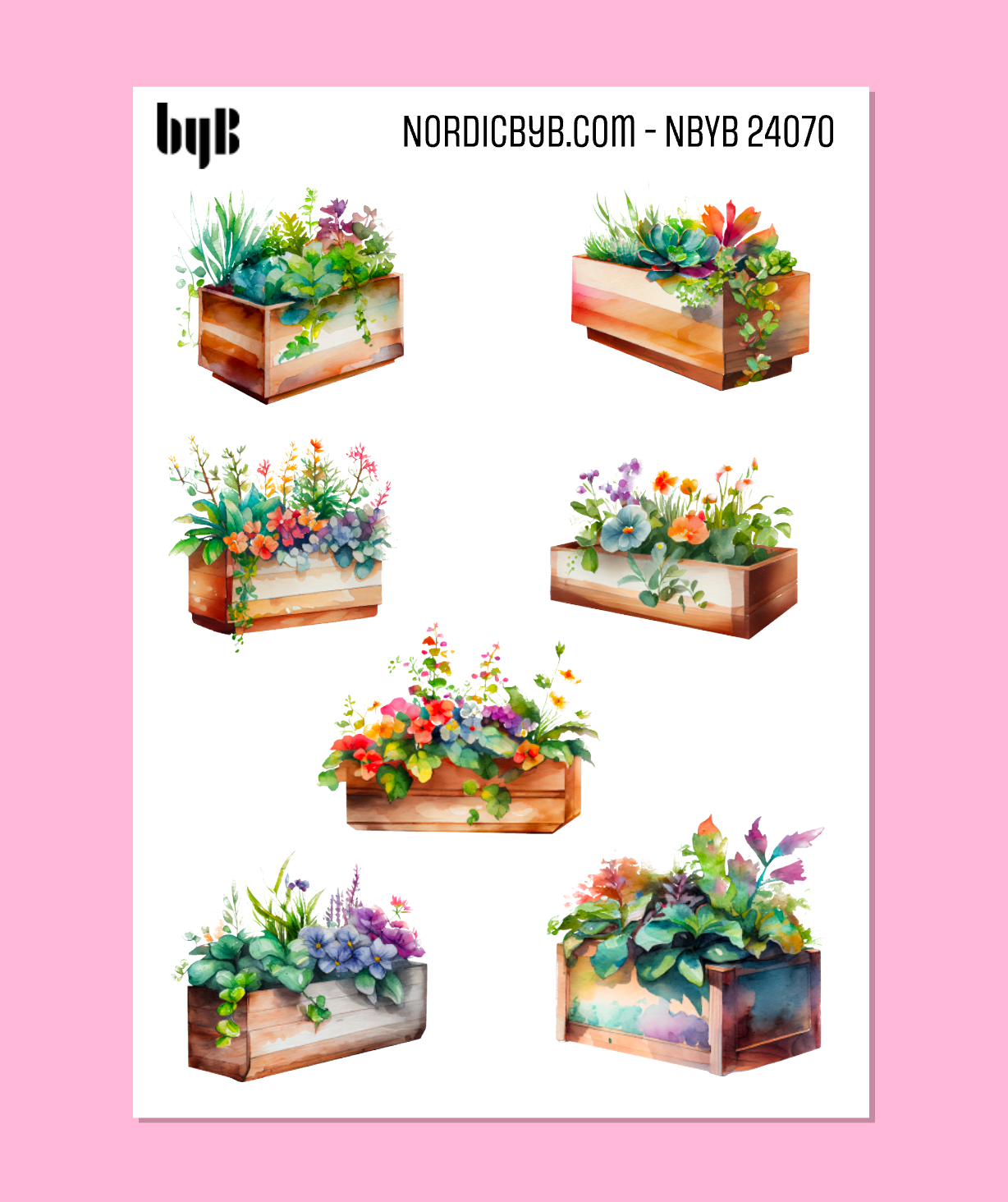 Flowers in Wooden Box Sticker Sheet
