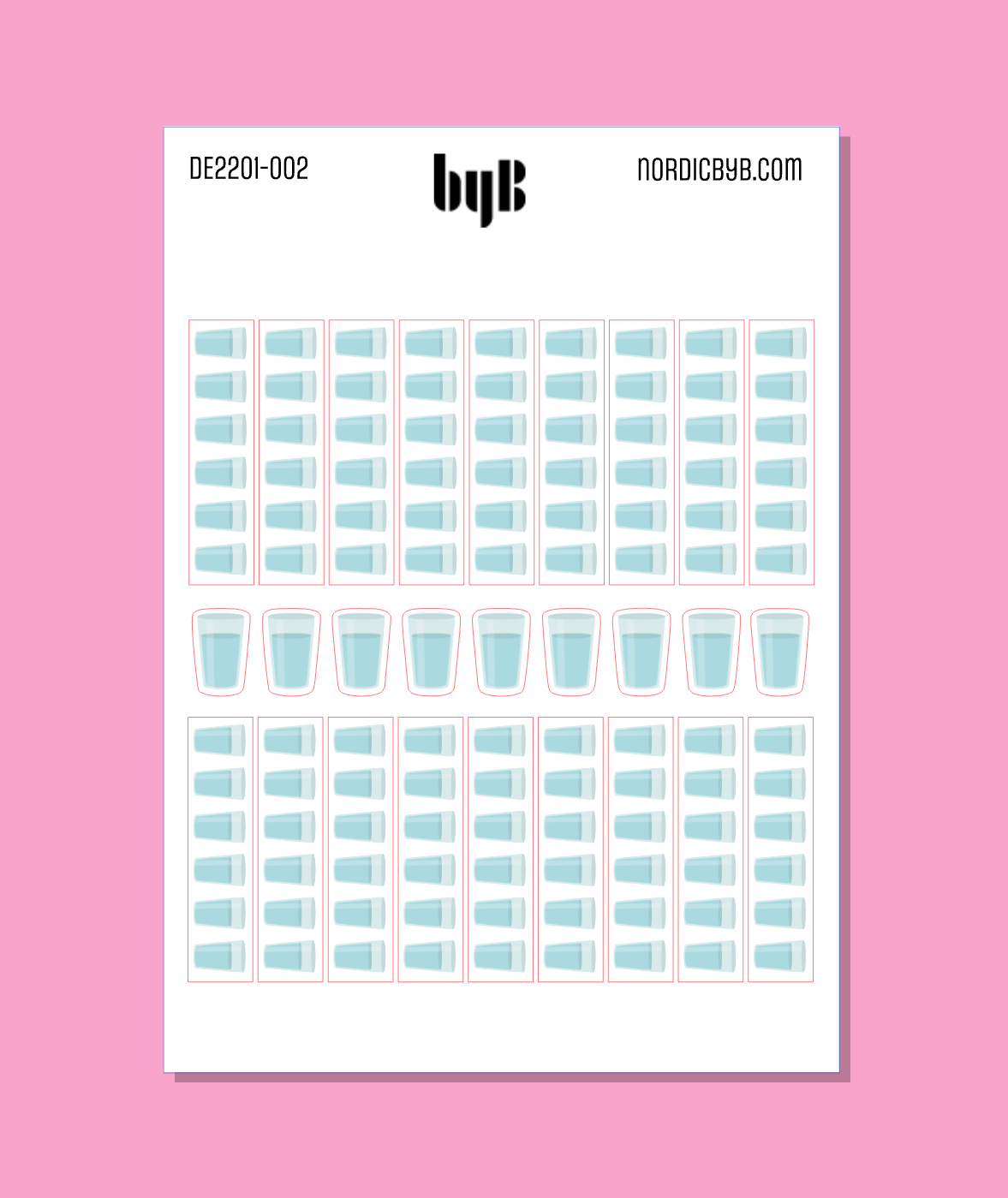 Drink Water Hydrate Blue Tracker Sticker Sheet