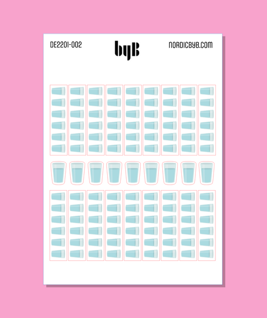 Drink Water Hydrate Blue Tracker Sticker Sheet