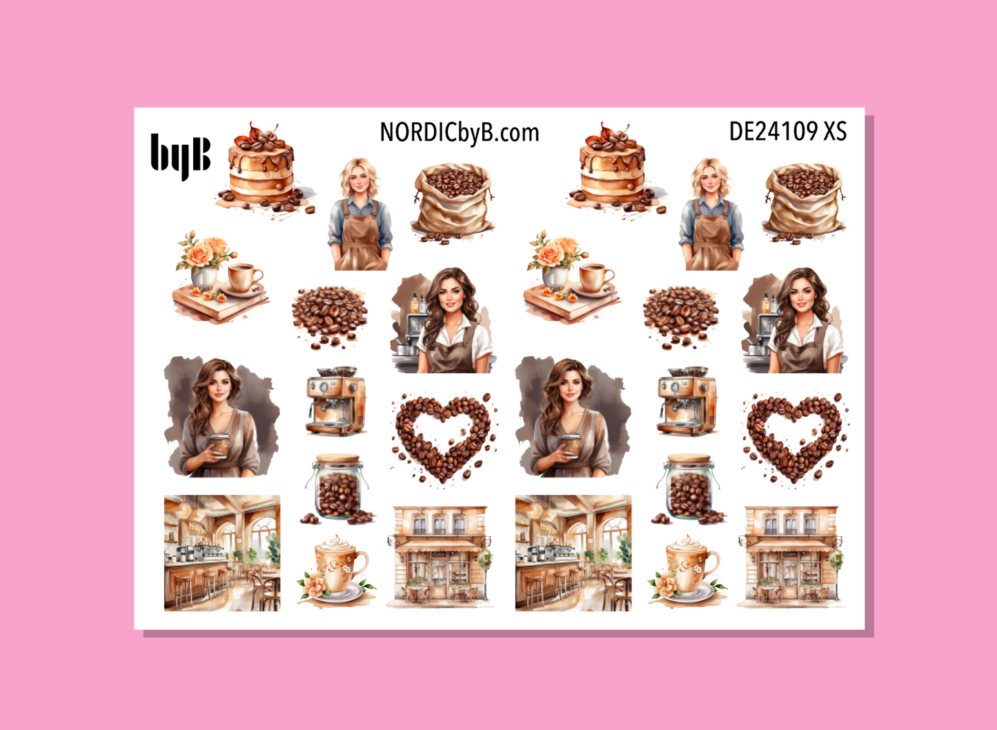 Cozy Coffee Sticker Sheet - Size NORMAL & XS