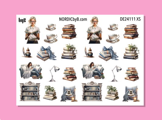 Reading Books Sticker Sheet - Size: NORMAL & XS