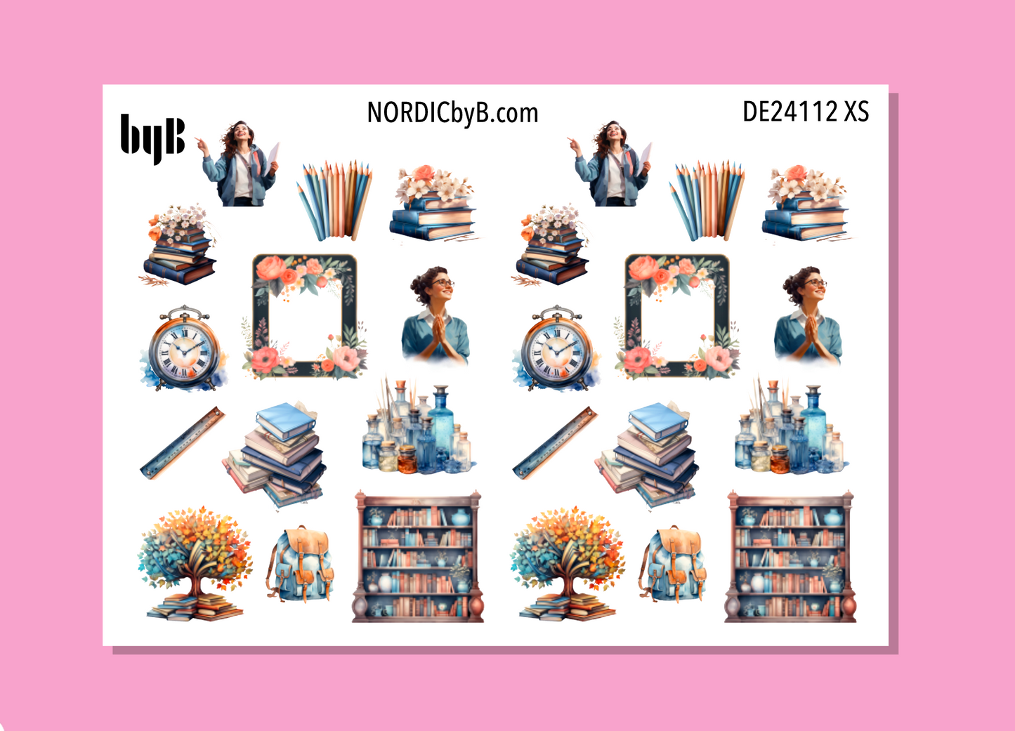 Back to School Sticker Sheet - Size: NORMAL & XS