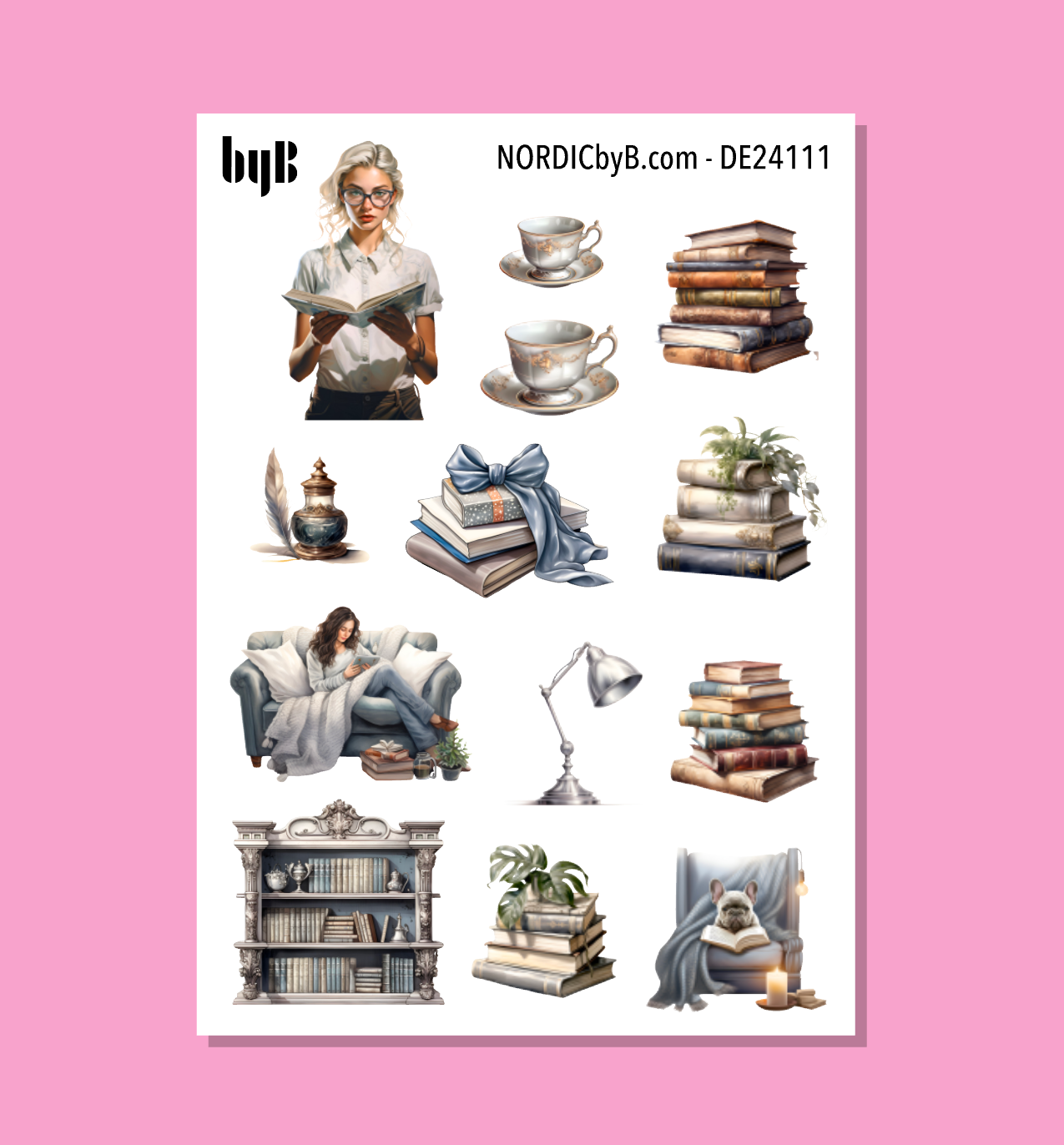 Reading Books Sticker Sheet - Size: NORMAL & XS