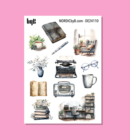 Authors Office Sticker Sheet - Size: NORMAL & XS
