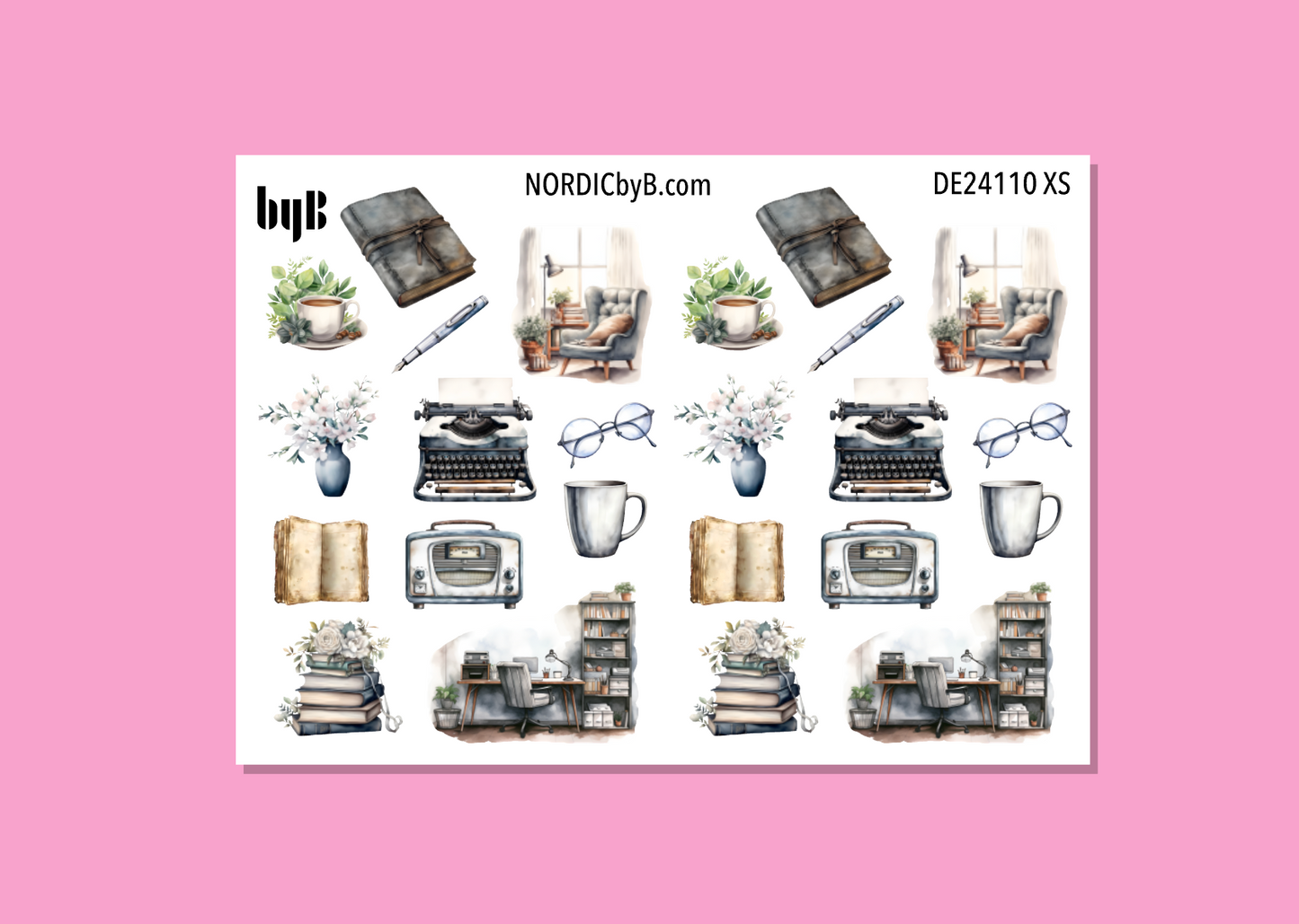 Authors Office Sticker Sheet - Size: NORMAL & XS