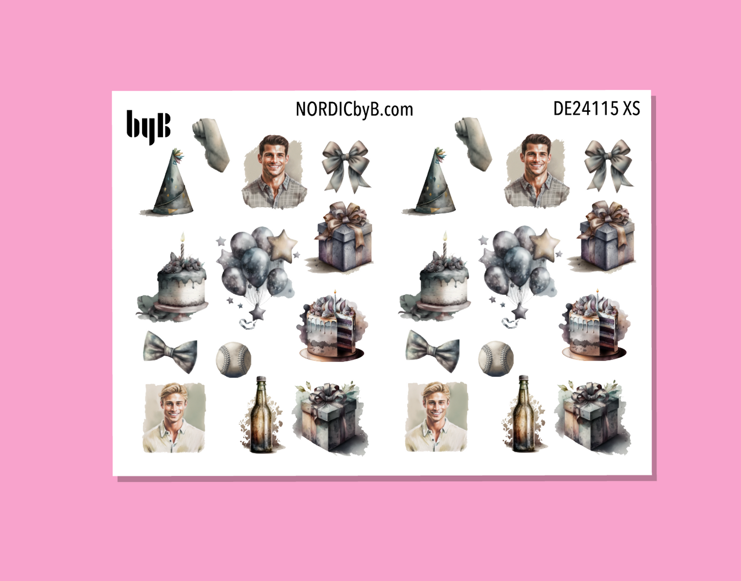 Boyfriends Birthday Sticker Sheet - Size: NORMAL & XS