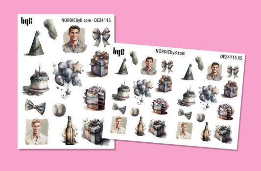 Boyfriends Birthday Sticker Sheet - Size: NORMAL & XS
