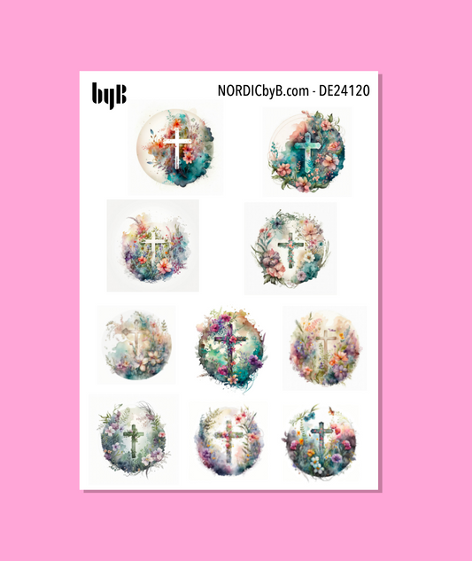 Decor Crosses Sticker Sheet - Size: NORMAL & XS